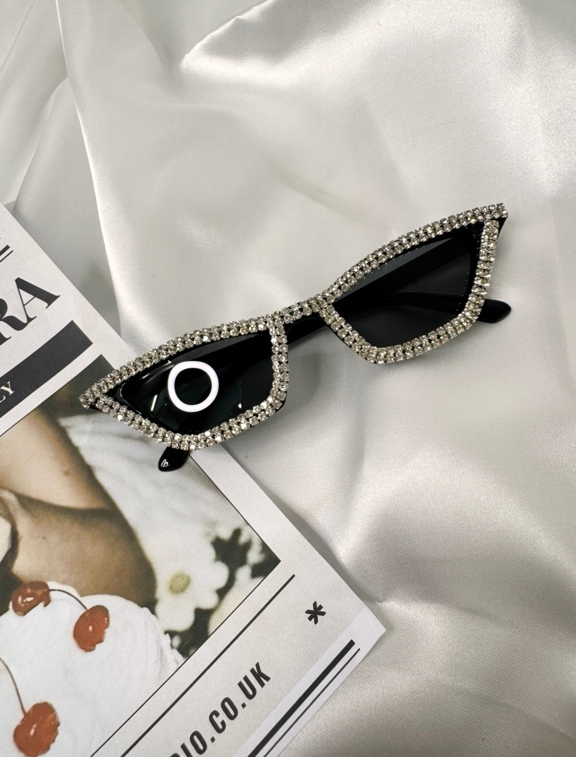 Black statement diamanté Wedding, Hen Party rectangle cat eye sunglasses