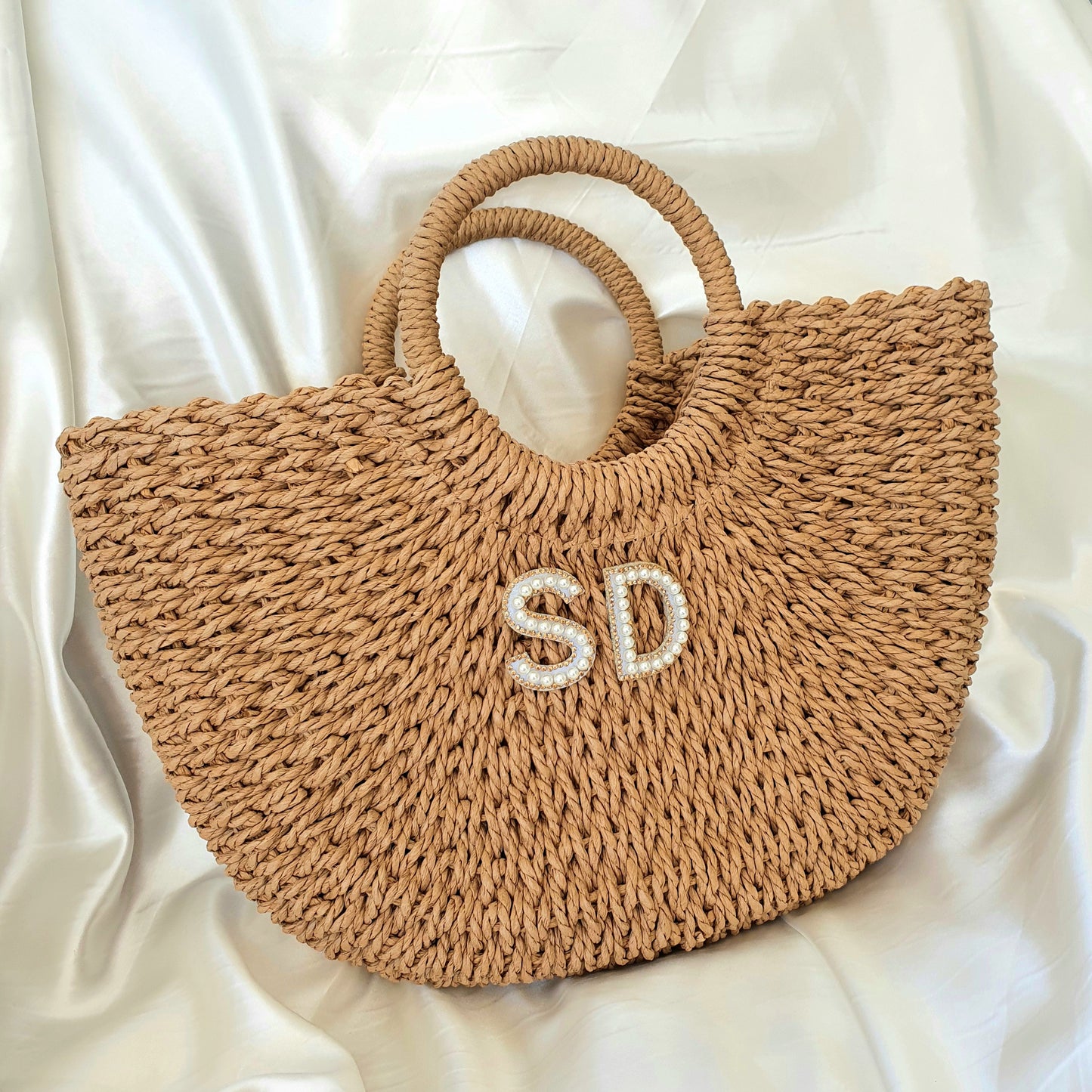 MARBELLA tan personalised beach bag