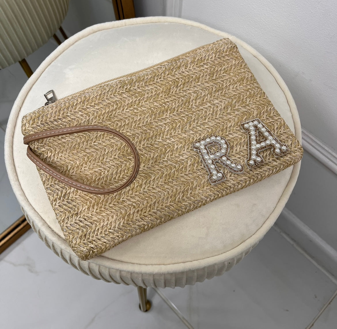 ARUBA tan personalised beach clutch