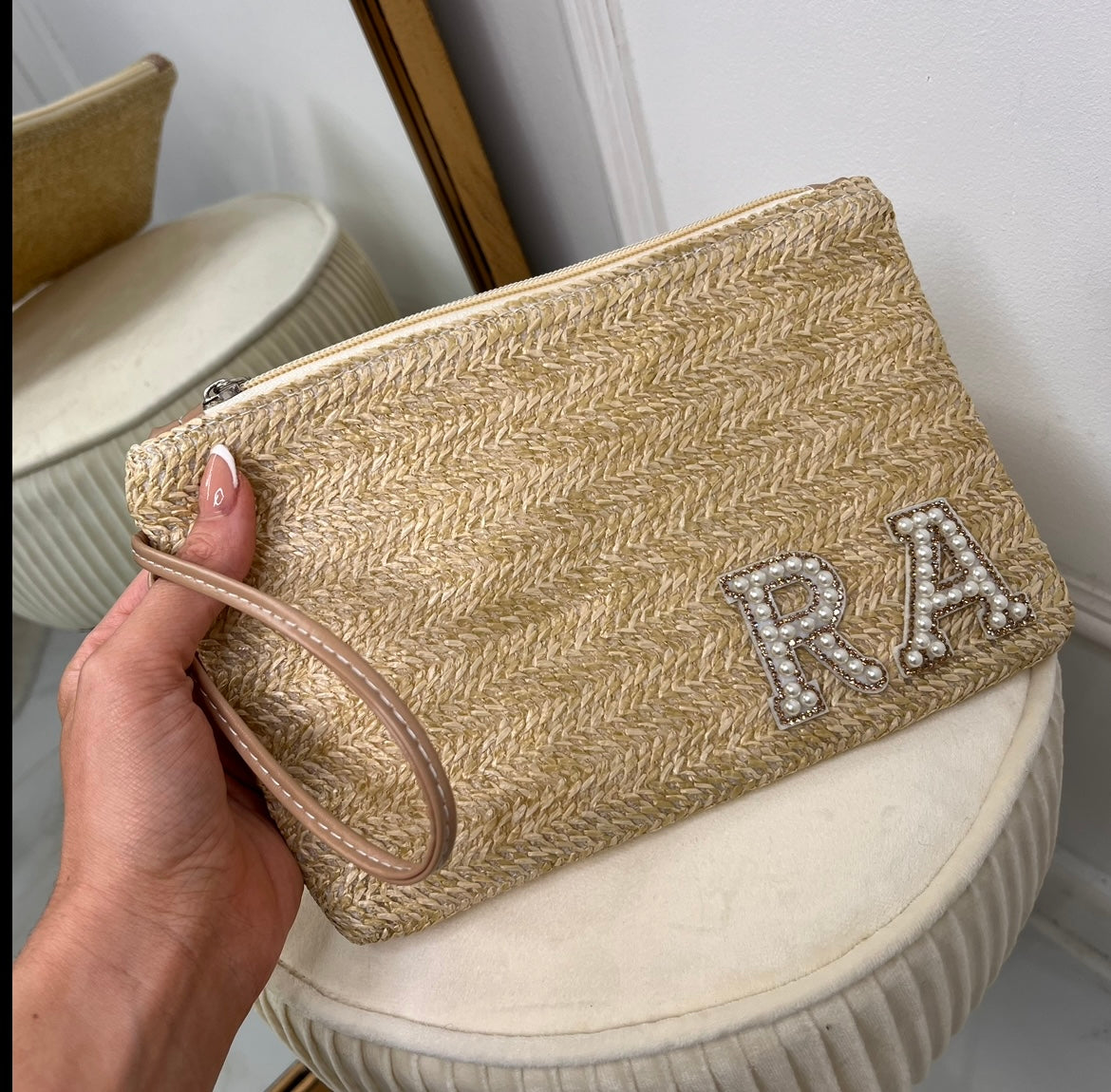 ARUBA tan personalised beach clutch