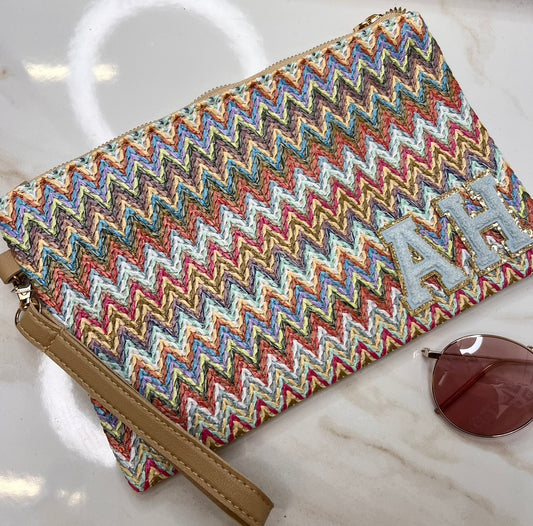 PALMA mint zig zag personalised clutch bag