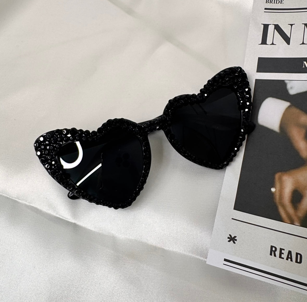 Black Heart diamanté Wedding, Hen Party sunglasses