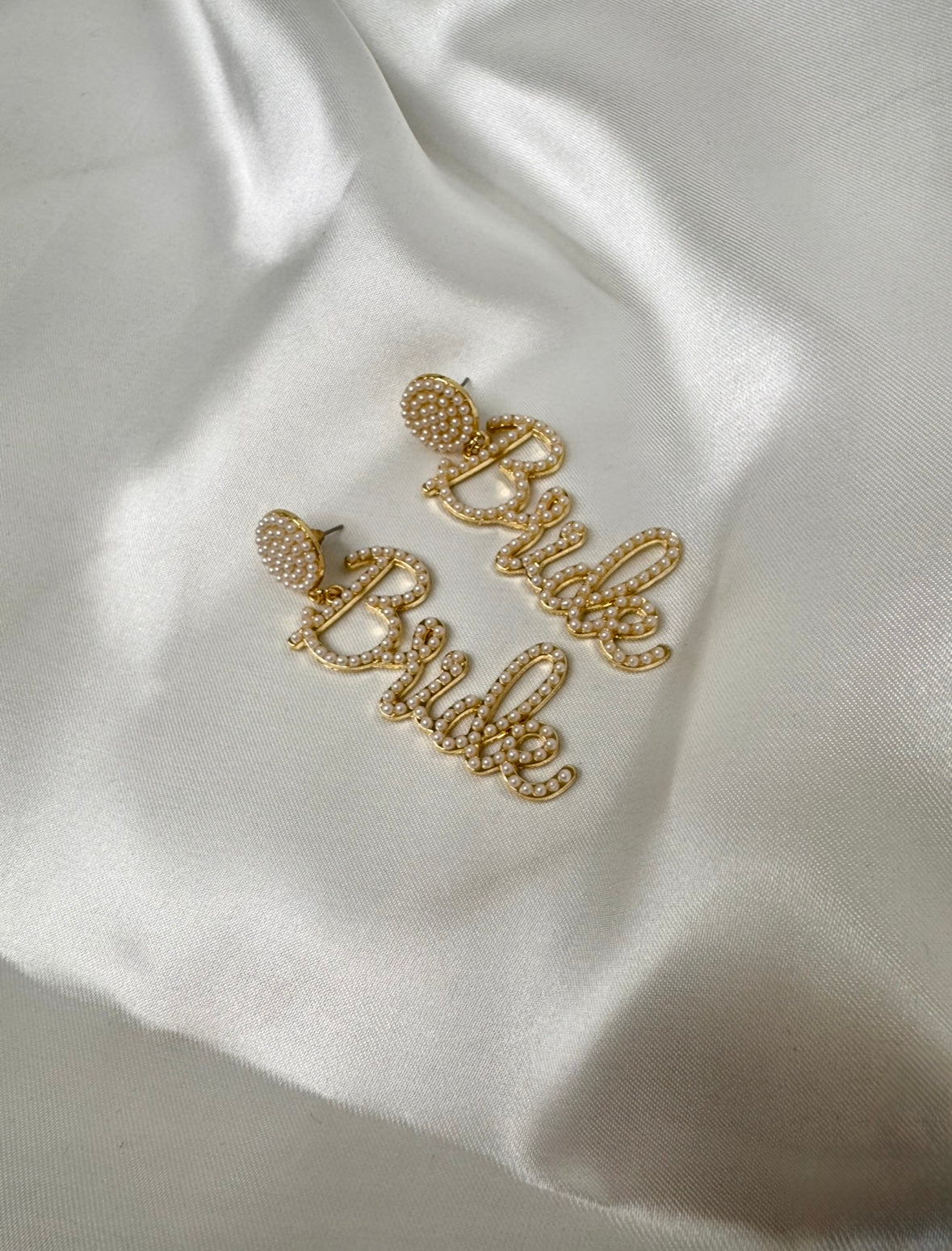 'Bride' pearl and gold earrings, Hen Party/ Wedding