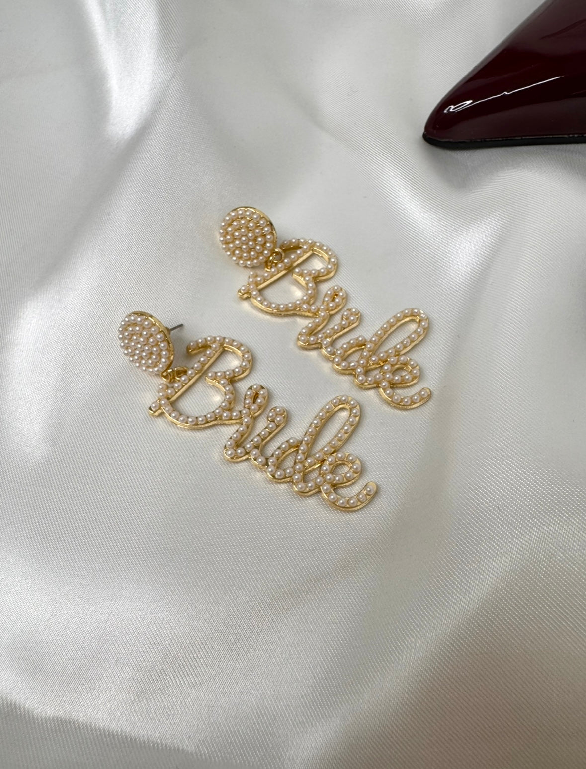 'Bride' pearl and gold earrings, Hen Party/ Wedding