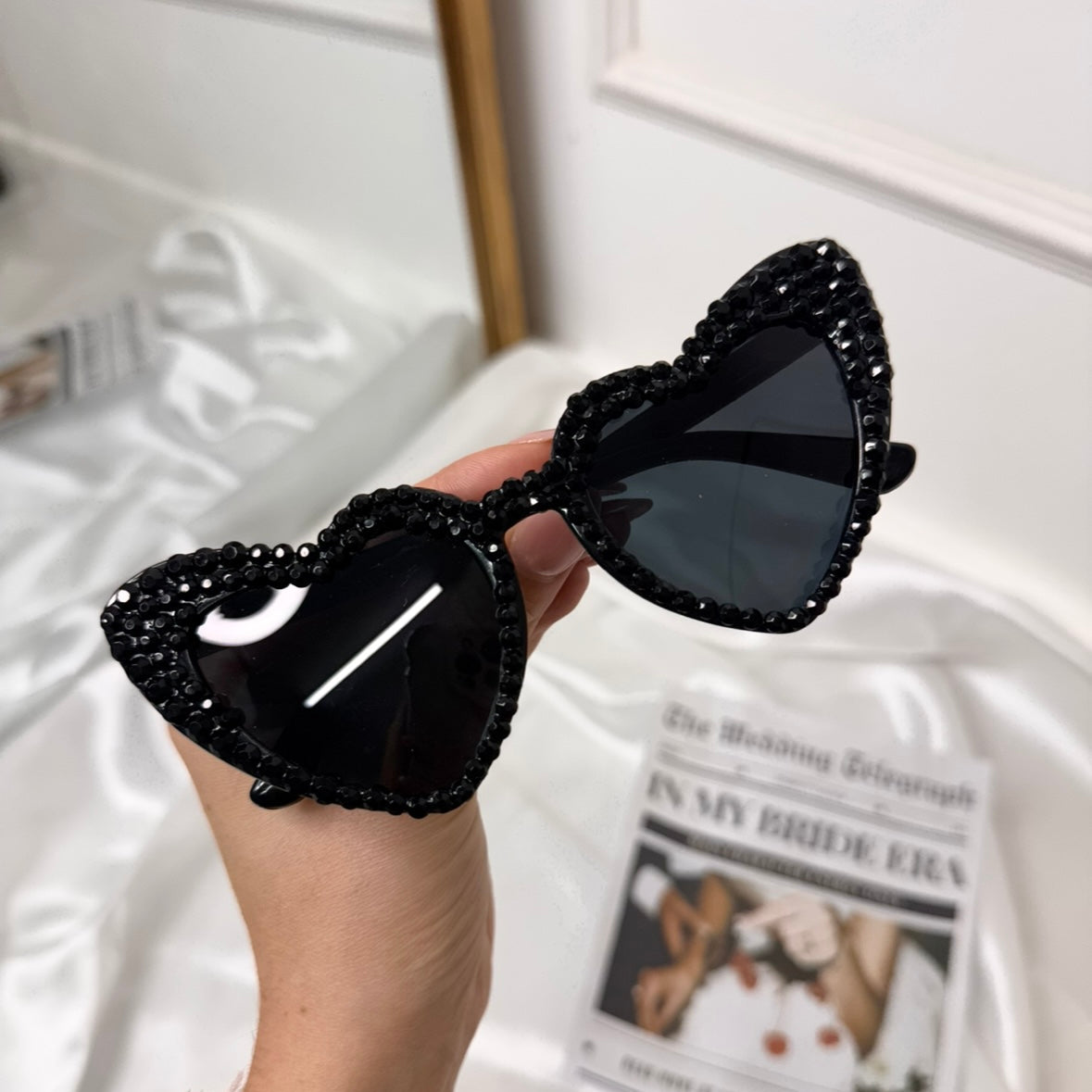 Black Heart diamanté Wedding, Hen Party sunglasses