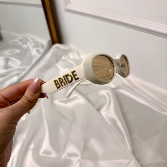Oval cream and gold 'Bride' Wedding, Hen Party sunglasses