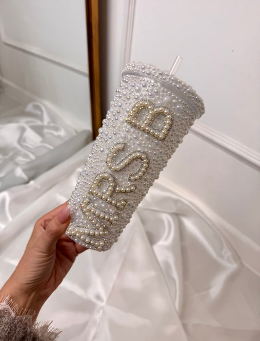 Personalised MRS pearl diamanté straw cup