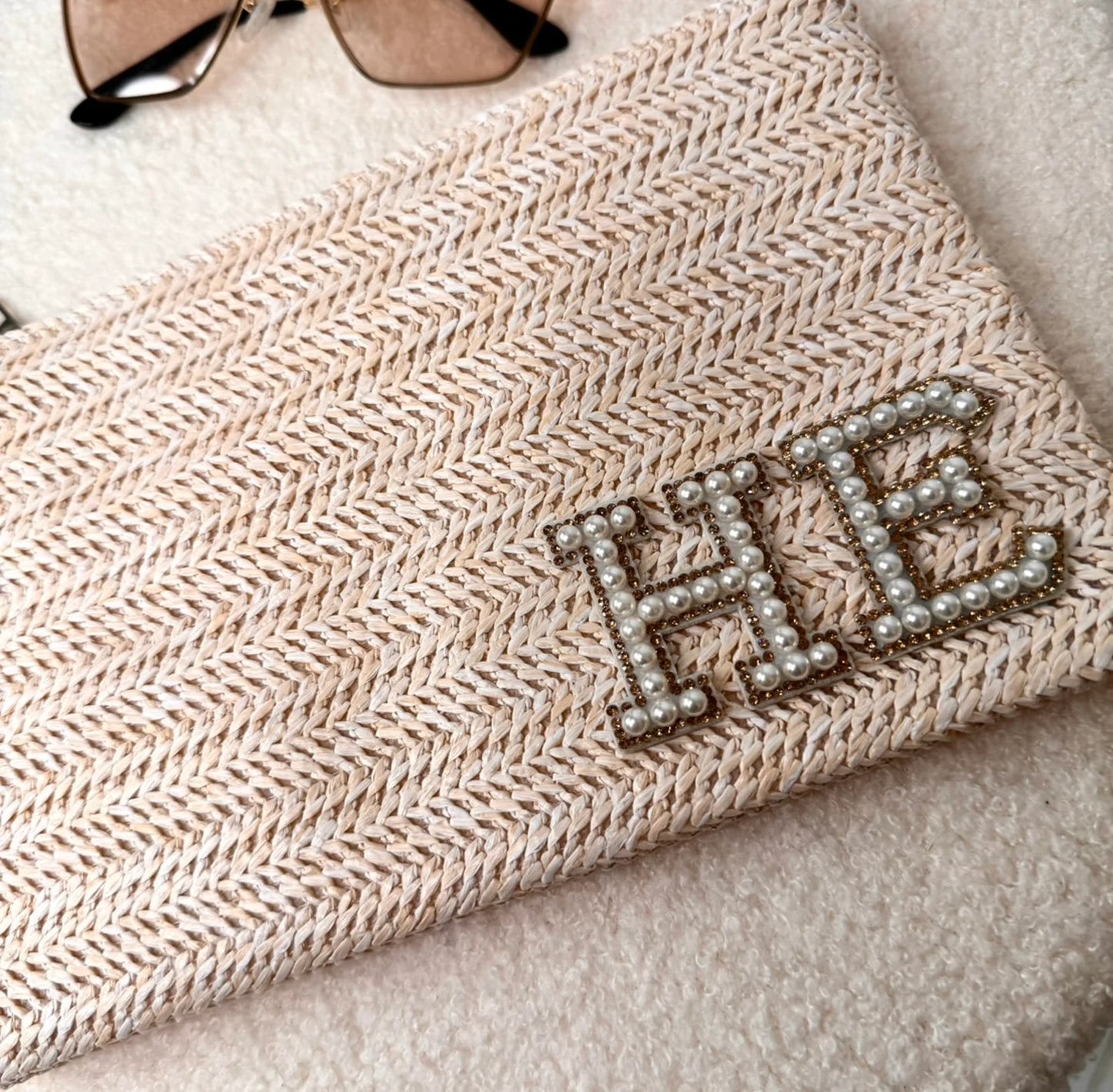 ARUBA cream personalised beach clutch