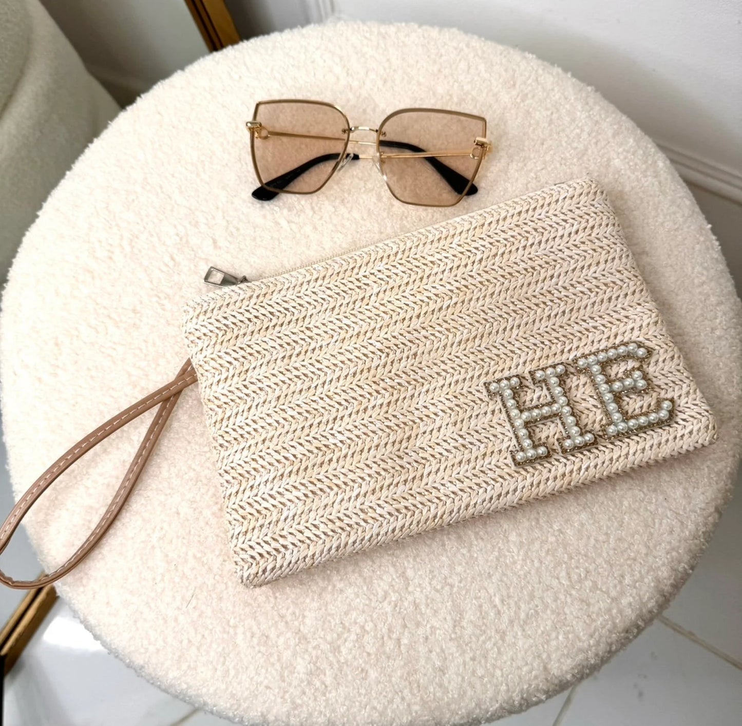 ARUBA cream personalised beach clutch