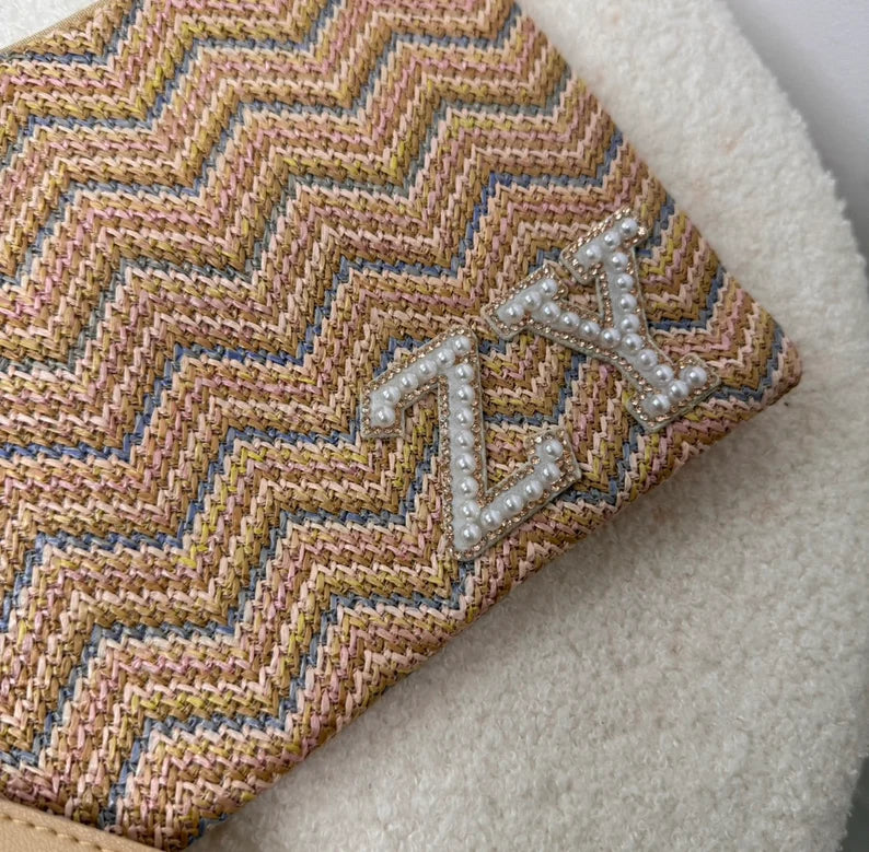 SOPHIA pastel zig zag personalised clutch bag