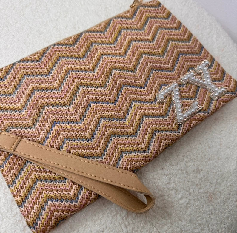 SOPHIA pastel zig zag personalised clutch bag