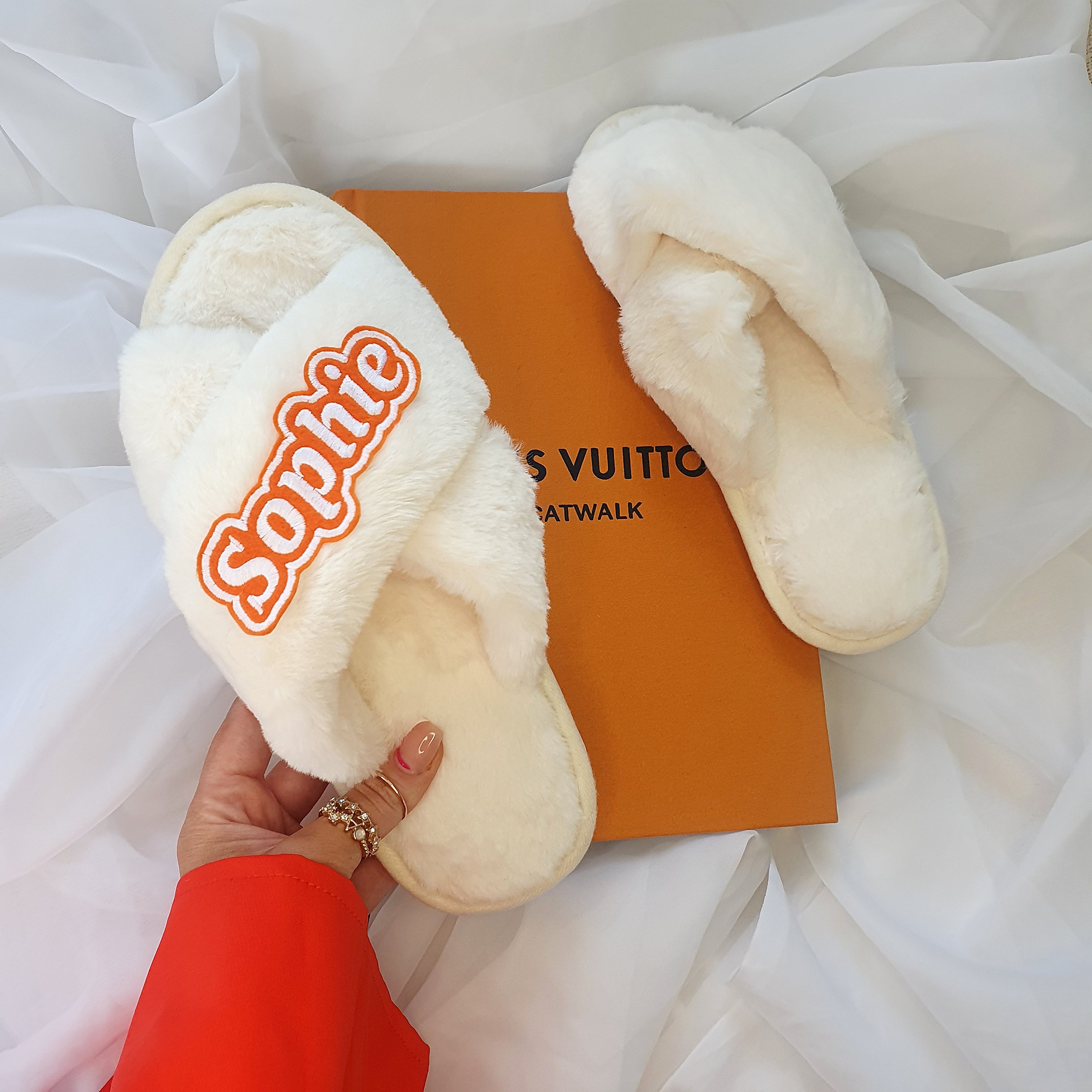 Orange 2024 fluffy slippers